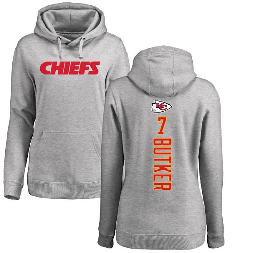 Women Football Kansas City Chiefs #7 Butker Harrison Ash Backer Pullover Hoodie